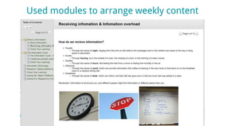Used modules to arrange weekly content
 