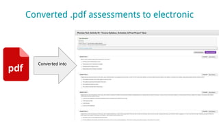 Converted .pdf assessments to electronic
Converted into
 