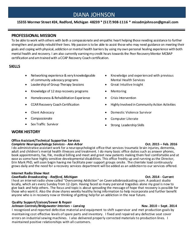 recovery coach resume apr 2016 coaches resumes
