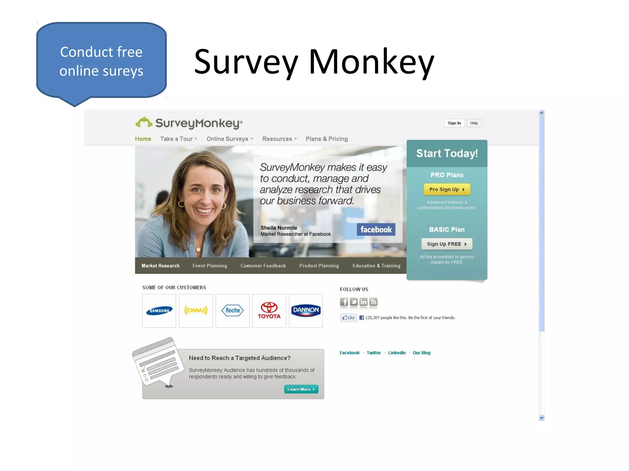 Conduct free
online sureys   Survey Monkey
 