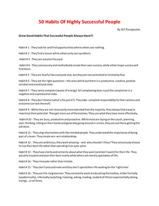 50 Habits Of Highly Successful People | DOCX