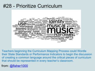 Teachers beginning the Curriculum Mapping Process could Wordle their State Standards or Performance Indicators to begin the discussion of creating a common language around the critical pieces of curriculum that should be represented in every teacher’s classroom. #28 - Prioritize Curriculum from:  @fisher1000 