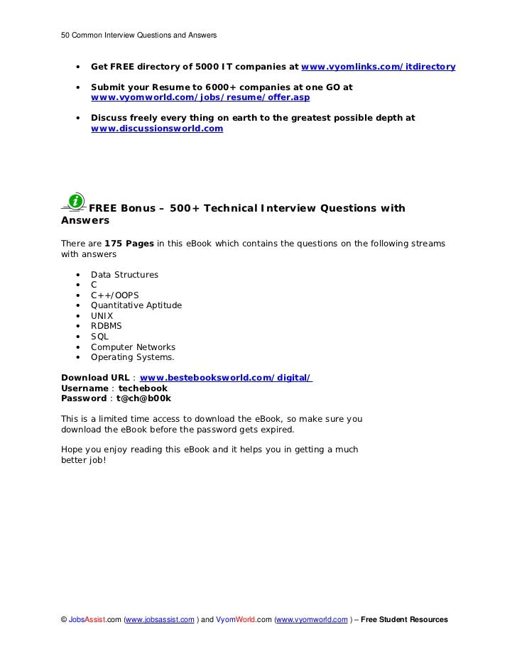 50 interview questions and answers pdf download
