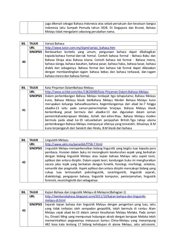 50 katalog alamat internet berkaitan bahasa melayu
