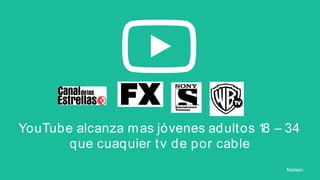 YouTube alcanza mas jóvenes adultos 1 – 34
8
que cuaquier t v de por cable
Nielsen

 