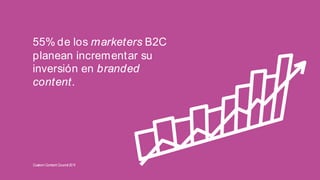 55% de los marketers B2C
planean incrementar su
inversión en branded
content.

Custom Content Council 201
1

 
