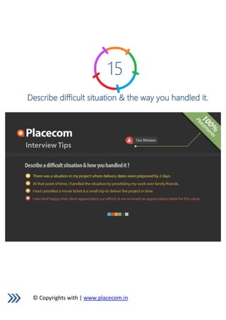 © Copyrights with | www.placecom.in
15
Describe difficult situation & the way you handled it.
 
