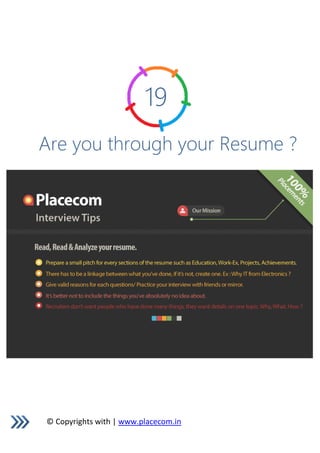 © Copyrights with | www.placecom.in
19
Are you through your Resume ?
 