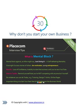 © Copyrights with | www.placecom.in
30
Why don’t you start your own Business ?
 