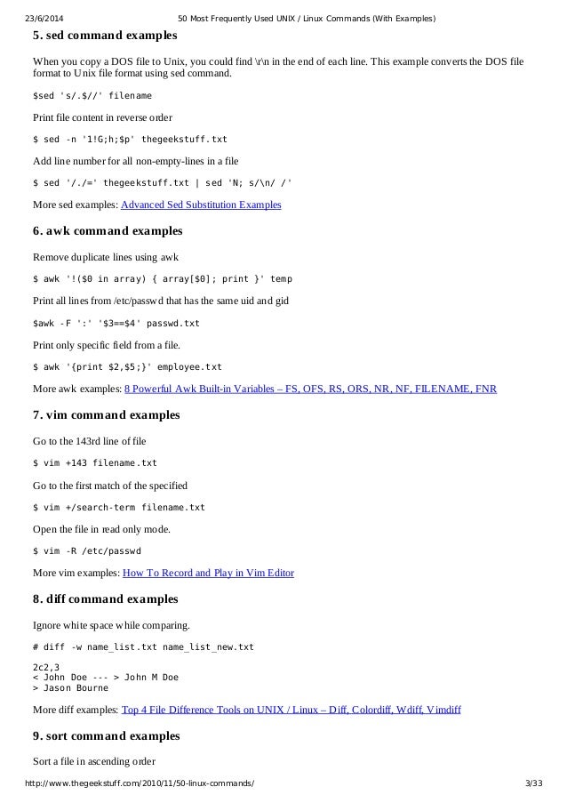 50 most frequently used unix linux commands with examples