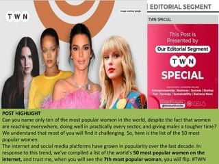 50 Most Popular Women In The Entire World | PPTX