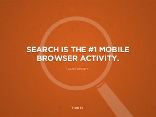 SEARCH IS THE #1 MOBILE
BROWSER ACTIVITY.
Source: comScore

Page 51

 