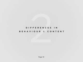 Page 10
2D I F F E R E N C E S I N
B E H A V I O U R & C O N T E N T
 