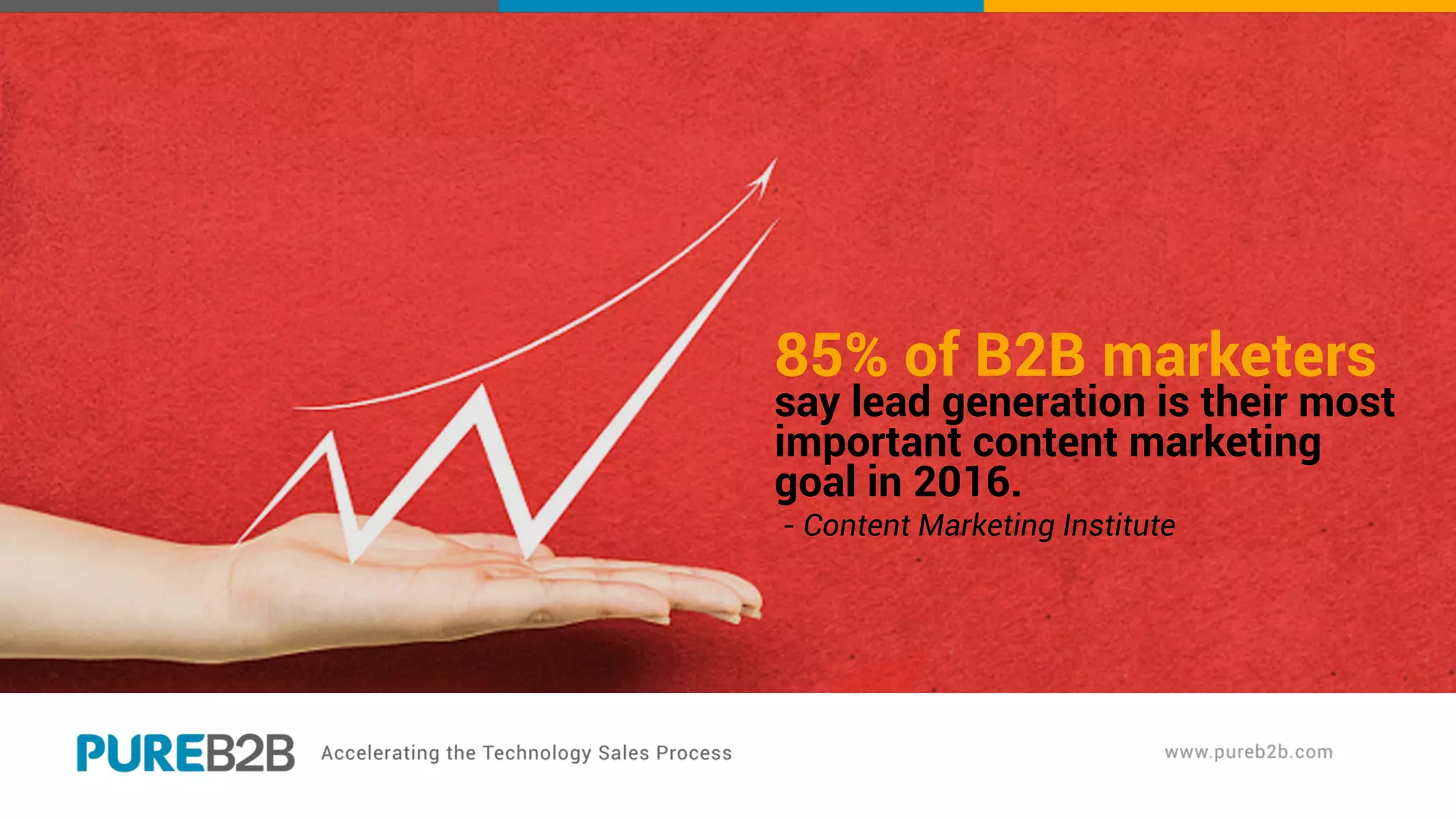 85% of B2B marketers
say lead generation is their most
important content marketing
goal in 2016.
- Content Marketing Institute
 