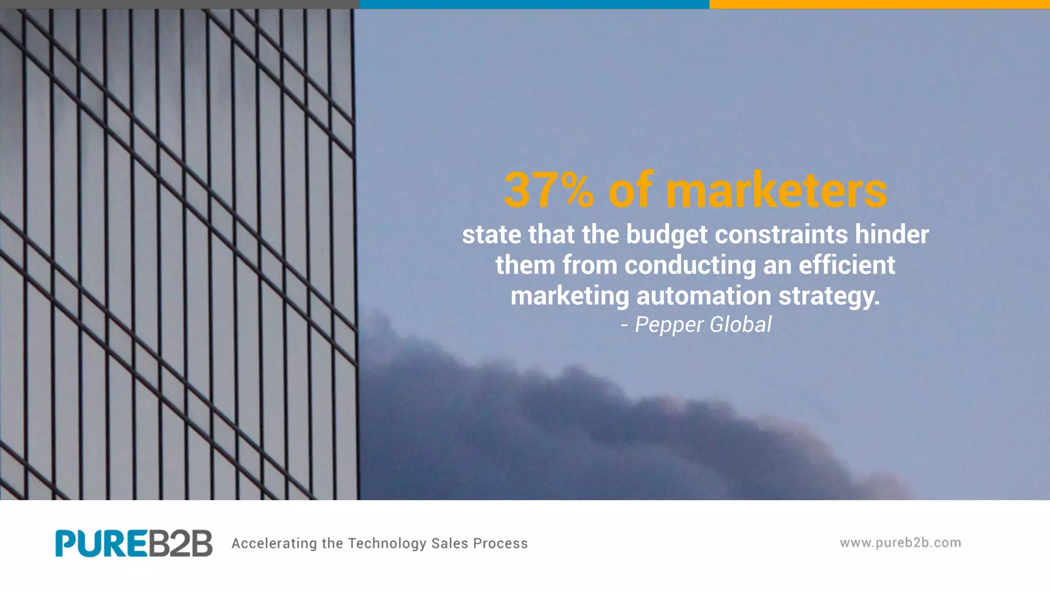 37% of marketers
state that the budget constraints hinder
them from conducting an efficient
marketing automation strategy.
- Pepper Global
 