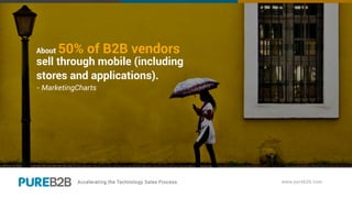 About 50% of B2B vendors
sell through mobile (including
stores and applications).
- MarketingCharts
 
