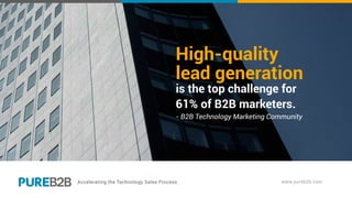High-quality
lead generation
is the top challenge for
61% of B2B marketers.
- B2B Technology Marketing Community
 
