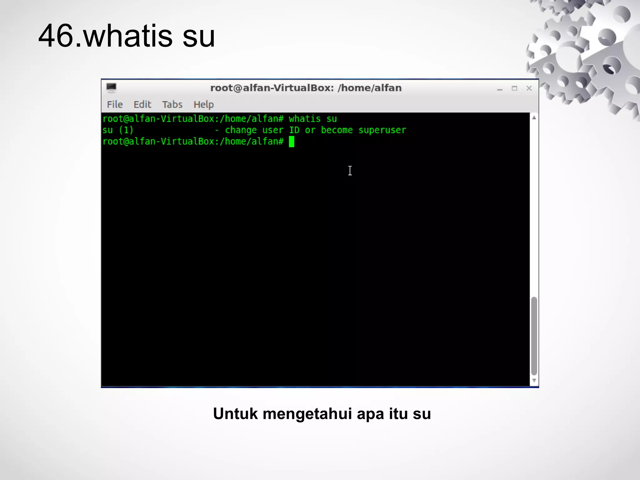 46.whatis su
Untuk mengetahui apa itu su
 