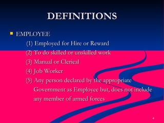 Worker Definitions 50 Ppt On The Minimum Wages Act 1948 | PPT