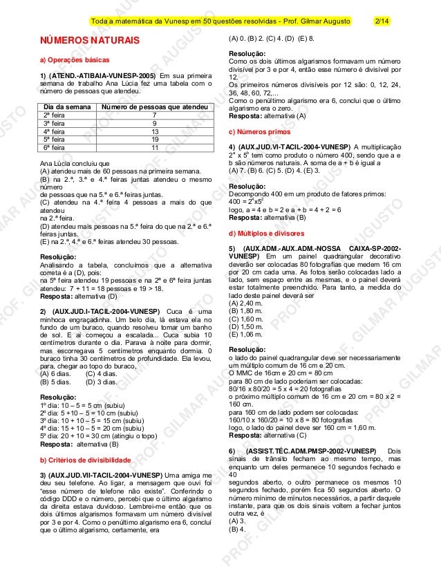 50 Questa Es Resolvidas Da Vunesp