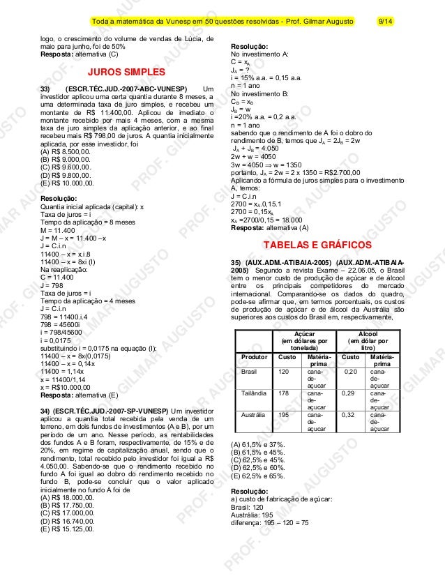 50 Questa Es Resolvidas Da Vunesp