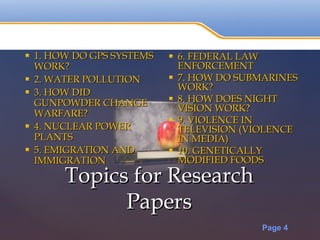 law enforcement research paper topics