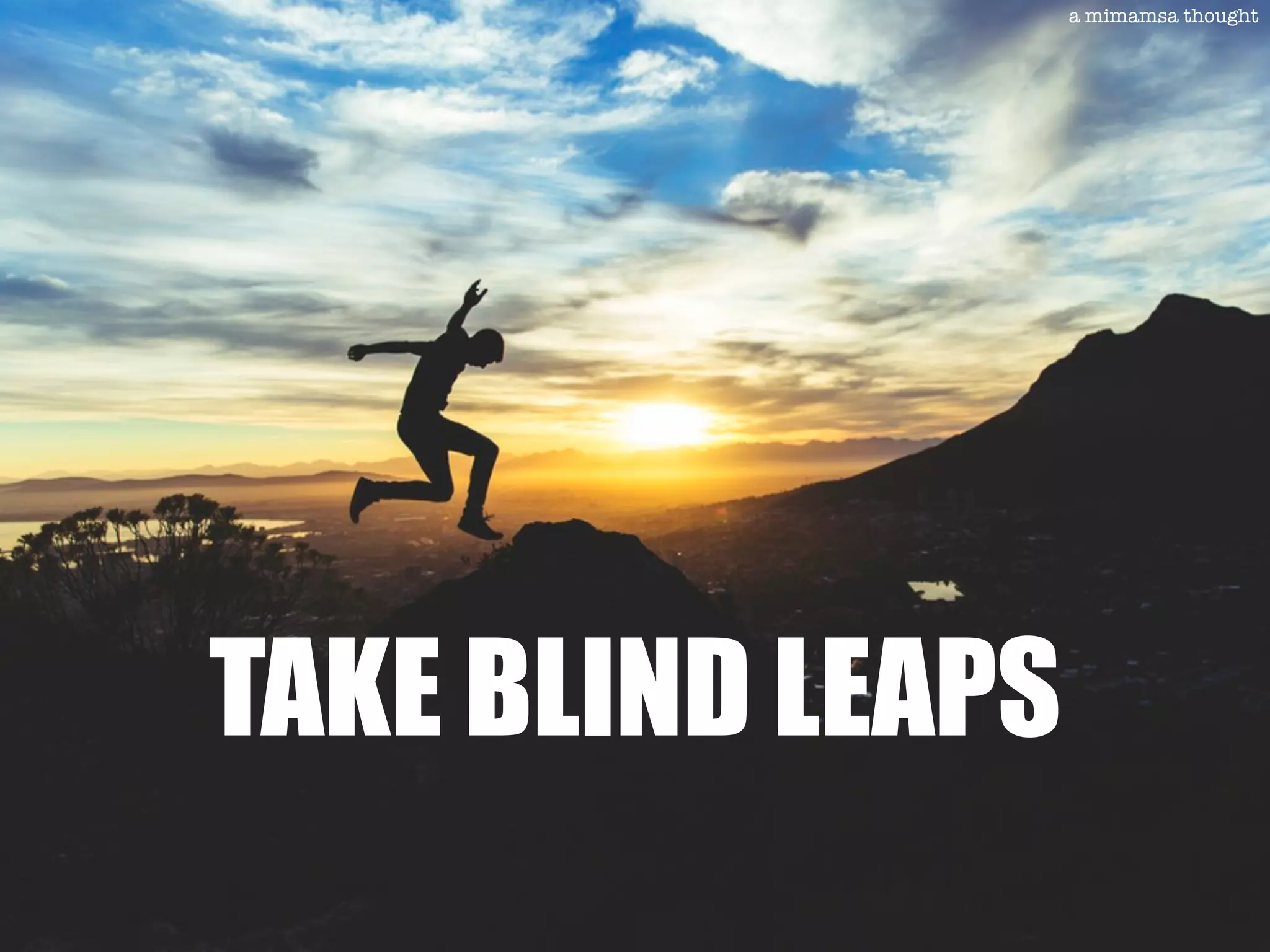 TAKE BLIND LEAPS
a mimamsa thought
 
