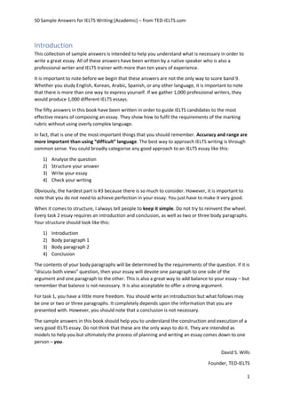 50 Sample Essays Task 1 & Task 2 for who on preparing IELTS examination ...