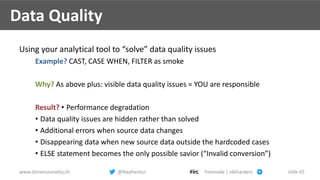 www.dimensionality.ch @Nephentur freenode | obihackers slide 65
Data Quality
Using your analytical tool to “solve” data qu...