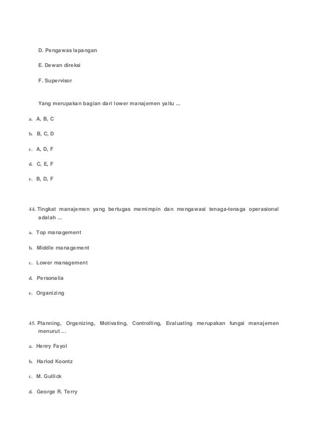 50 Soal Pilihan Ganda Manajemen