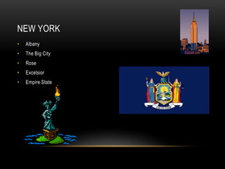 NEW YORK
•   Albany
•   The Big City
•   Rose
•   Excelsior
•   Empire State
 