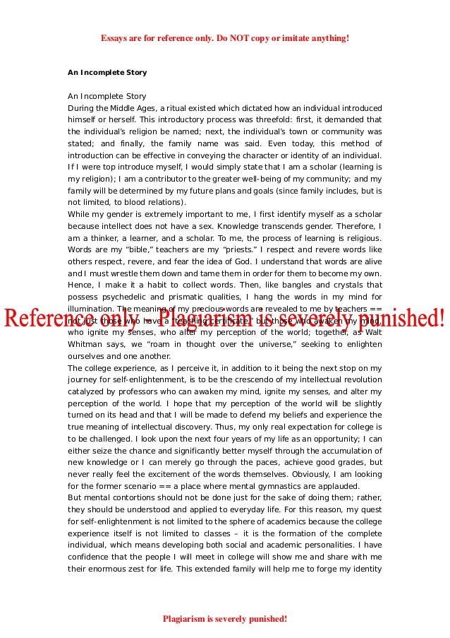 Harvard application essay examples