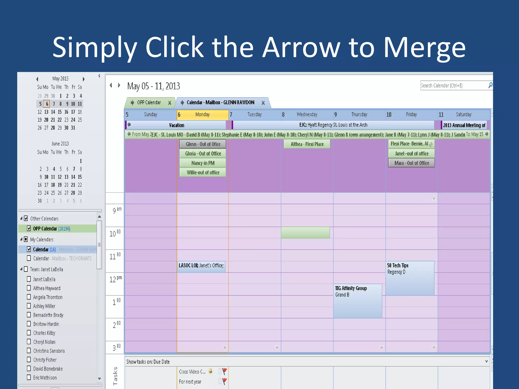 Simply Click the Arrow to Merge
 