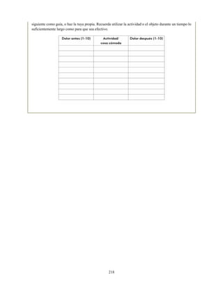 siguiente como guía, o haz la tuya propia. Recuerda utilizar la actividad o el objeto durante un tiempo lo
suficientemente largo como para que sea efectivo.
218
 