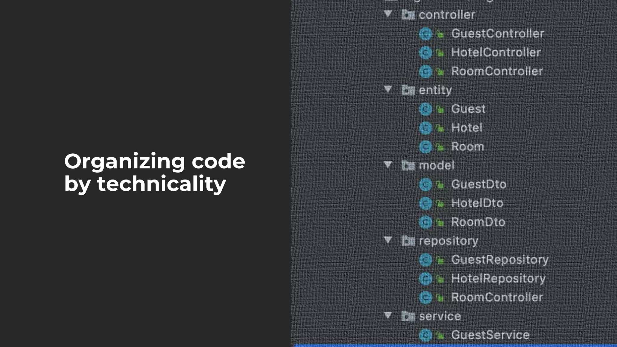 Organizing code
by technicality
 