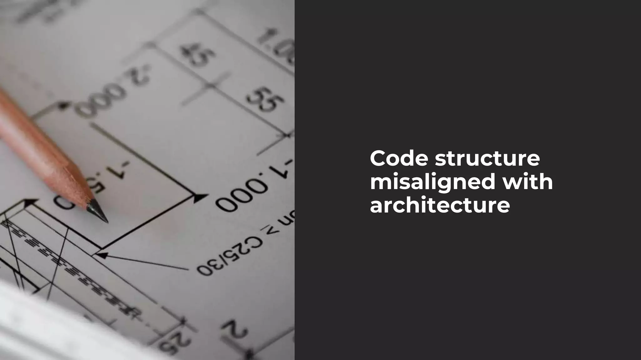 Code structure
misaligned with
architecture
 