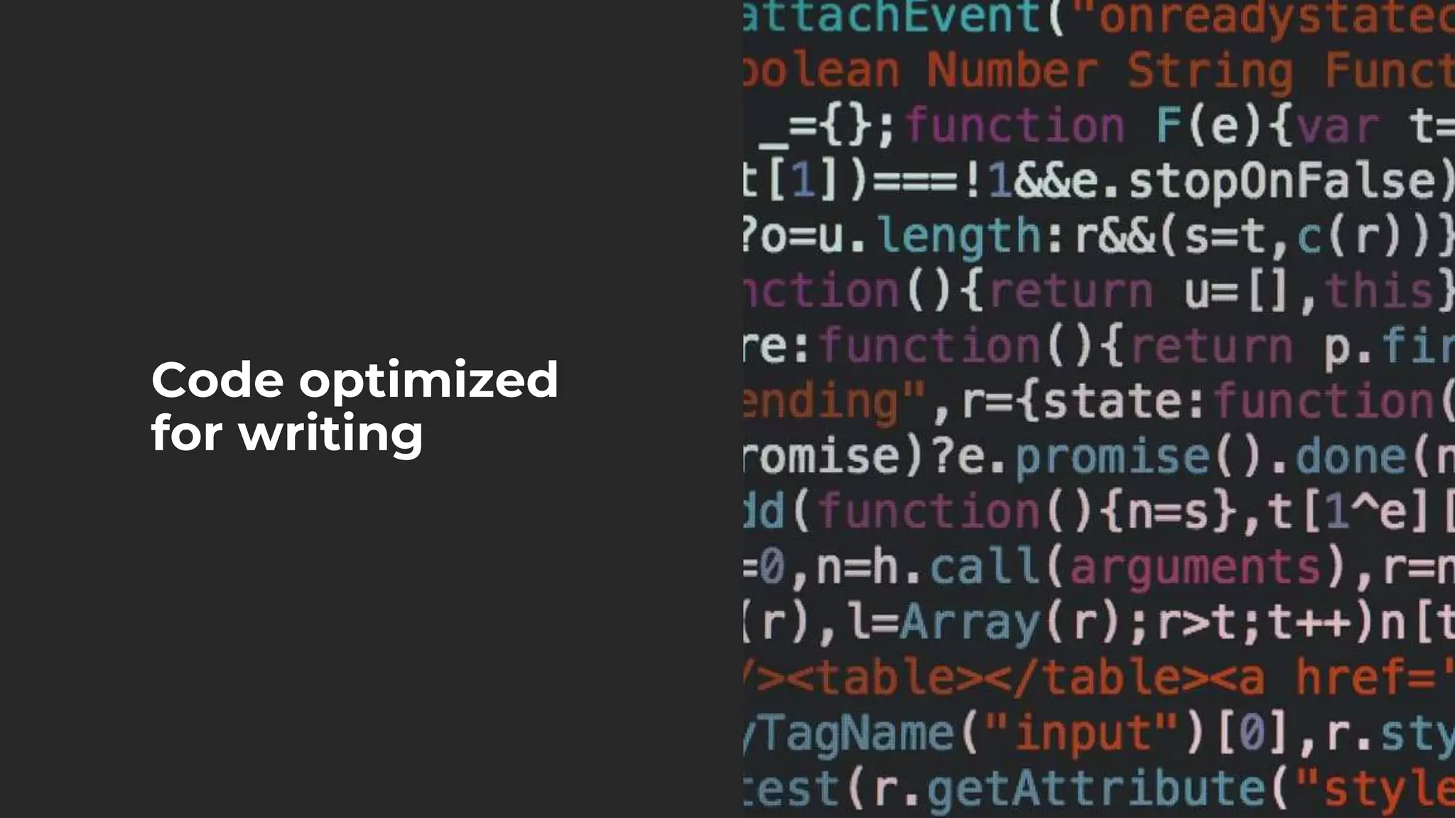 Code optimized
for writing
 