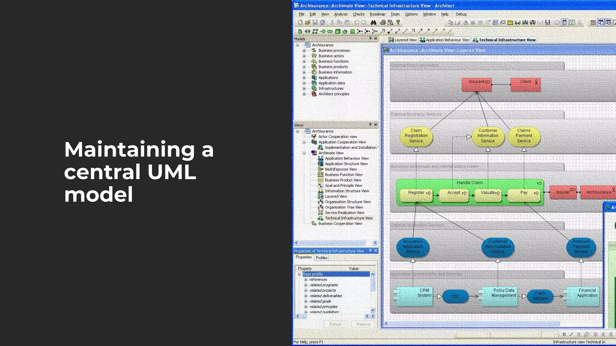 Maintaining a
central UML
model
 