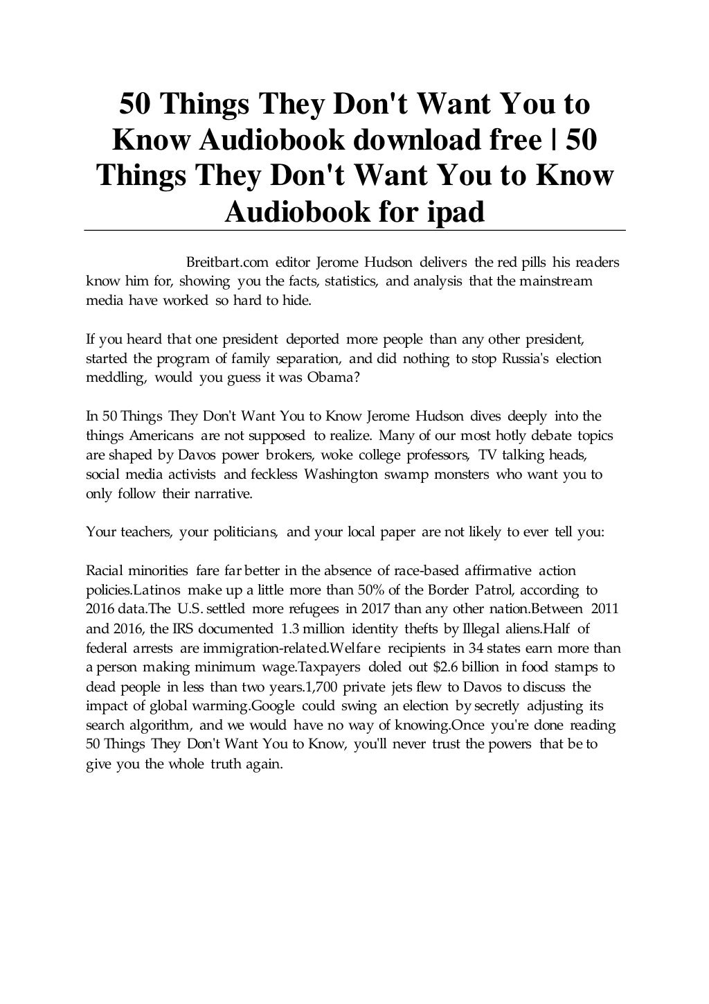 50 Things They Don't Want You to Know Audiobook download free 50 50 Things They Don't Want You to Know Audiobook download free 50