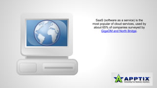 SaaS (software as a service) is the 
most popular of cloud services, used by 
about 65% of companies surveyed by 
GigaOM and North Bridge. 
 
