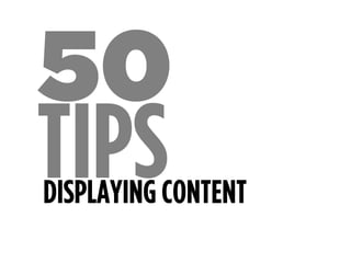 50 TIPS 
TO IMPROVE 
Redesign your homepage for 
special events/reports. 
YOUR WEBSITE 
ORGANIZING THE HOME PAGE 
8 
Benil...