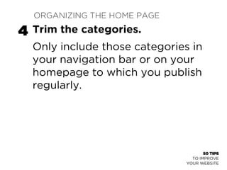 50 TIPS 
TO IMPROVE 
YOUR WEBSITE 
ORGANIZING THE HOME PAGE 
3 
Plan for breaking news. 
Kirkwood High School, Kirkwood, M...