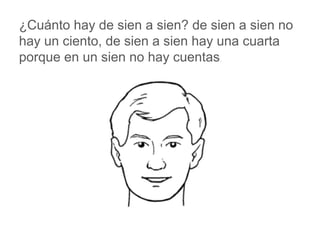 ¿Cuánto hay de sien a sien? de sien a sien no hay un
ciento, de sien a sien hay una cuarta porque en un sien no
hay cuentas.
www.padresenlaescuela.com
 
