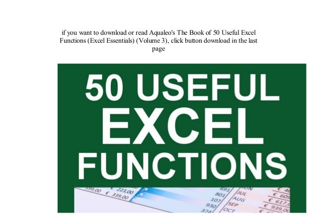 Read Epub 50 Useful Excel Functions Excel Essentials Volume 3 B Read Epub 50 Useful Excel Functions Excel Essentials Volume 3 B
