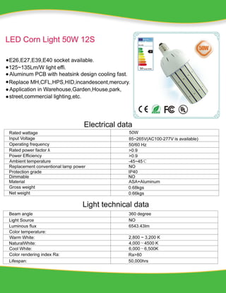 50W LED Corn Light 6543.43LM