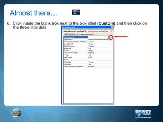 Almost there… 6.  Click inside the blank box next to the box titled ( Custom)  and then click on the three little dots 