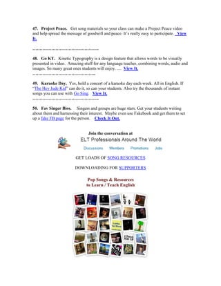 50 ways to use music in the English language classroom | PDF