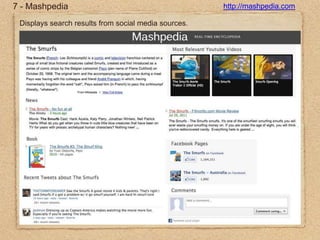 7 - Mashpediahttp://mashpedia.comDisplays search results from social media sources.