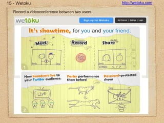 15 - Wetokuhttp://wetoku.comRecord a videoconference between two users.