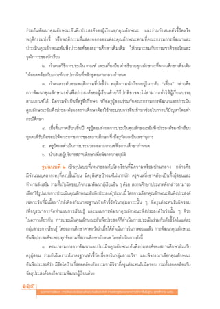 √à«¡°—πæ—≤π“§ÿ≥≈—°…≥–Õ—πæ÷ßª√– ß§å¢ÕßºŸâ‡√’¬π∑ÿ°§ÿ≥≈—°…≥– ·≈–√à«¡°”Àπ¥μ—«™’È«—¥À√◊Õ
æƒμ‘°√√¡∫àß™’È À√◊Õæƒμ‘°√√¡∑’Ë· ¥ßÕÕ°¢Õß·μà≈–§ÿ≥≈—°…≥–μ“¡∑’Ë§≥–°√√¡°“√æ—≤π“·≈–
ª√–‡¡‘π§ÿ≥≈—°…≥–Õ—πæ÷ßª√– ß§å¢Õß ∂“π»÷°…“‡æ‘Ë¡‡μ‘¡† „Àâ‡À¡“– ¡°—∫∏√√¡™“μ‘¢Õß«—¬·≈–
«ÿ≤‘¿“«–¢Õßπ—°‡√’¬π
          Ú.† °”Àπ¥«‘∏’°“√ª√–‡¡‘π ‡°≥±å ·≈–‡§√◊ËÕß¡◊Õ §”Õ∏‘∫“¬§ÿ≥≈—°…≥–∑’Ë ∂“π»÷°…“‡æ‘Ë¡‡μ‘¡
„Àâ Õ¥§≈âÕß°—∫‡°≥±å°“√ª√–‡¡‘π∑’ËÀ≈—° Ÿμ√·°π°≈“ß°”Àπ¥
          Û. °”Àπ¥√–¥—∫¢Õßæƒμ‘°√√¡∑’Ë∫àß™’È«à“ æƒμ‘°√√¡π—°‡√’¬πÕ¬Ÿà„π√–¥—∫ ç‡ ’Ë¬ßé °≈à“«§◊Õ
°“√æ— ≤ π“§ÿ ≥ ≈— ° …≥–Õ— π æ÷ ß ª√– ß§å ¢ ÕßºŸâ ‡ √’ ¬ π¥â « ¬«‘ ∏’ ª °μ‘ Õ “®®–‰¡à   “¡“√∂∑”„Àâ ºŸâ ‡ √’ ¬ π∫√√≈ÿ
μ“¡‡°≥±å‰¥â ¡’§«“¡®”‡ªìπ∑’Ë§√Ÿ∑’Ëª√÷°…“ À√◊Õ§√ŸºŸâ Õπ√à«¡°—∫§≥–°√√¡°“√æ—≤π“·≈–ª√–‡¡‘π
§ÿ≥≈—°…≥–Õ—πæ÷ßª√– ß§å¢Õß ∂“π»÷°…“μâÕß„™â°√–∫«π°“√Õ◊Ëπ‡¢â“¡“™à«¬„π°“√·°âªí≠À“‚¥¬∑”
°√≥’»÷°…“
          Ù. ‡¡◊ËÕ ‘Èπ¿“§‡√’¬π/ ‘Èπªï §√ŸºŸâ Õπ àßº≈°“√ª√–‡¡‘π§ÿ≥≈—°…≥–Õ—πæ÷ßª√– ß§å¢Õßπ—°‡√’¬π
∑ÿ°§π∑’Ë√—∫º‘¥™Õ∫„Àâ§≥–°√√¡°“√¢Õß ∂“π»÷°…“ ´÷Ëß¡’§√Ÿ«—¥º≈‡ªìπ‡≈¢“πÿ°“√
          ı. §√Ÿ«—¥º≈¥”‡π‘π°“√ª√–¡«≈º≈μ“¡‡°≥±å∑’Ë ∂“π»÷°…“°”Àπ¥
          ˆ. π”‡ πÕºŸâ∫√‘À“√ ∂“π»÷°…“‡æ◊ËÕæ‘®“√≥“Õπÿ¡—μ‘†
           √Ÿª·∫∫∑’Ë Ú ‡ªì π √Ÿ ª ·∫∫∑’Ë ‡ À¡“– ¡°— ∫ ‚√ß‡√’ ¬ π∑’Ë ¡’ § «“¡æ√â Õ ¡ª“π°≈“ß °≈à “ «§◊ Õ
¡’®”π«π∫ÿ§≈“°√§√Ÿ∑’Ë§√∫™—Èπ‡√’¬π ¡’§√Ÿæ‘‡»…∫â“ß·μà‰¡à¡“°π—° §√Ÿ§πÀπ÷ËßÕ“®μâÕß‡ªìπ∑—ÈßºŸâ Õπ·≈–
∑”ß“π àß‡ √‘¡ √«¡∑—Èß√—∫º‘¥™Õ∫°‘®°√√¡æ—≤π“ºŸâ‡√’¬πÕ◊Ëπ Ê ¥â«¬†  ∂“π»÷°…“ª√–‡¿∑¥—ß°≈à“« “¡“√∂
‡≈◊Õ°„™â√ª·∫∫°“√ª√–‡¡‘π§ÿ≥≈—°…≥–Õ—πæ÷ßª√– ß§å√ª·∫∫π’È ‚¥¬°“√‡≈◊Õ°§ÿ≥≈—°…≥–Õ—πæ÷ßª√– ß§å
         Ÿ                                            Ÿ
‡©æ“–¢âÕ∑’Ë¡’‡π◊ÈÕÀ“„°≈â‡§’¬ß°—∫¡“μ√∞“πÀ√◊Õμ—«™’È«—¥„π°≈ÿà¡ “√–π—Èπ Ê ∑’Ë§√Ÿ·μà≈–§π√—∫º‘¥™Õ∫
‡æ◊ËÕ∫Ÿ√≥“°“√®—¥∑”·ºπ°“√‡√’¬π√Ÿâ ·≈–·ºπ°“√æ—≤π“§ÿ≥≈—°…≥–æ÷ßª√– ß§å„π¢âÕπ—Èπ Ê ¥â«¬
„π§√“«‡¥’¬«°—π °“√ª√–‡¡‘π§ÿ≥≈—°…≥–Õ—πæ÷ßª√– ß§å°Á¥”‡π‘π°“√ª√–‡¡‘π√à«¡°—∫μ—«™’È«—¥„π·μà≈–
°≈ÿà¡ “√–°“√‡√’¬π√Ÿâ ‚¥¬ ∂“π»÷°…“§“¥À«—ß«à“‡¡◊ËÕ‰¥â¥”‡π‘π°“√„π¿“æ√«¡·≈â« °“√æ—≤π“§ÿ≥≈—°…≥–
Õ—πæ÷ßª√– ß§å®–§√∫∑ÿ°¢âÕμ“¡∑’Ë ∂“π»÷°…“°”Àπ¥ ‚¥¬¥”‡π‘π°“√¥—ßπ’È
           Ò.† §≥–°√√¡°“√°“√æ—≤π“·≈–ª√–‡¡‘π§ÿ≥≈—°…≥–Õ—πæ÷ßª√– ß§å¢Õß ∂“π»÷°…“√à«¡°—∫
§√ŸºŸâ Õπ† √à«¡°—π«‘‡§√“–Àå¡“μ√∞“π/μ—«™’È«—¥‡π◊ÈÕÀ“„π°≈ÿà¡ “√–«‘™“ ·≈–æ‘®“√≥“‡≈◊Õ°§ÿ≥≈—°…≥–
Õ—πæ÷ßª√– ß§å«à“ ¡’¢âÕ„¥∫â“ß∑’Ë Õ¥§≈âÕß°—∫∏√√¡™“μ‘«‘™“∑’Ë§√Ÿ·μà≈–§π√—∫º‘¥™Õ∫ √«¡∑—Èß Õ¥§≈âÕß°—∫
«—μ∂ÿª√– ß§å¢Õß°‘®°√√¡æ—≤π“ºŸâ‡√’¬π¥â«¬†

114       ·π«∑“ß°“√æ—≤π“ °“√«—¥·≈–ª√–‡¡‘π§ÿ≥≈—°…≥–Õ—πæ÷ßª√– ß§å μ“¡À≈—° Ÿμ√·°π°≈“ß°“√»÷°…“¢—Èπæ◊Èπ∞“π æÿ∑∏»—°√“™ ÚııÒ
 